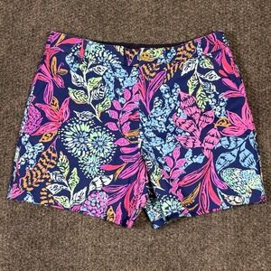 NWT Lilly Pulitzer Gretchen High-Rise Shorts Navy Calypso Women's Size 6 Stretch